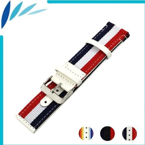 Nylon Leather Watch Band 22mm 24mm for Diesel Fabric Nato Strap Wrist Loop Belt Bracelet Watchband Black White + Spring Bar