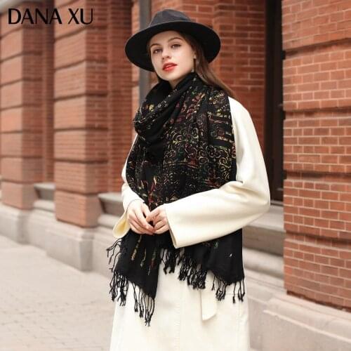 Bufanda Mujer Wool Poncho Head Scarves Black Elegant Lady Carf And Warm Shawl Stoles Bandana Scarf Hijab Luxury Brand Women Cape