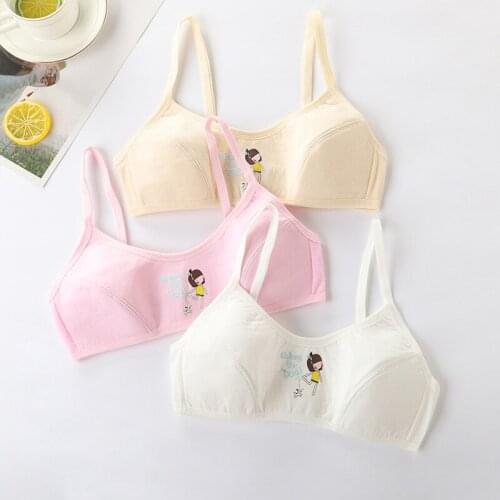 Pure cotton little girl cute bra junior high school students 8-12-16 years old vest youth development bra training bras