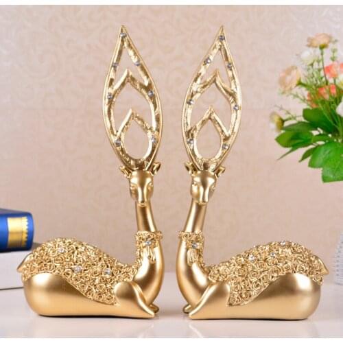 Nordic Decoration Home Luxurious Elk Statue Room Decor Decorative Statues Modern Home Decoration Accessories Wedding Decoration