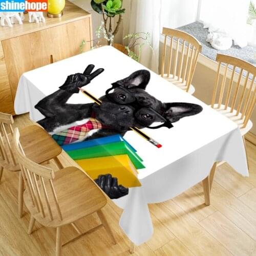 Animal Pattern Tablecloth Dog Bulldog Table Cloth Dustproof Washable Cloth Rectangular Table Cover for Home table Decor