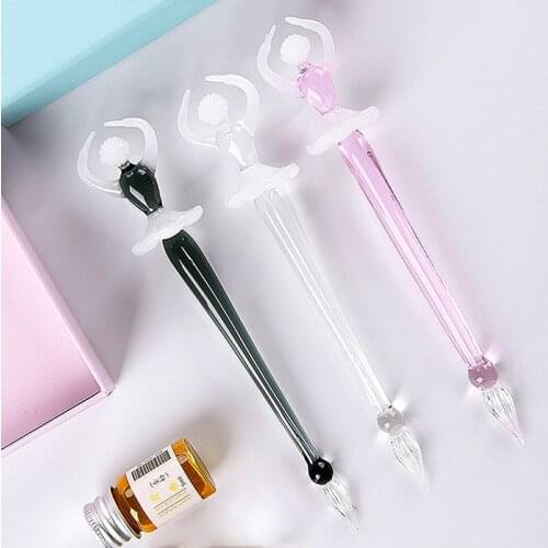 Ballet Girl Glass Dip Pen With Ink And Gift Box Suit Signature Pen Glass Written Pen Gift