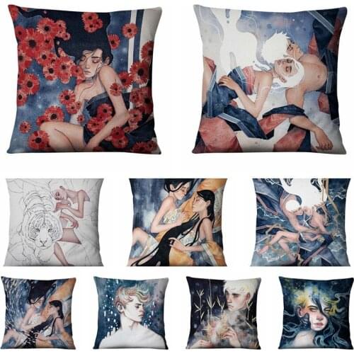 Home Pillow Decoration Chinese Antique Print Pillowcase Oriental Girls Cushion Decorative Pillow Home Decor Sofa Throw Pillows