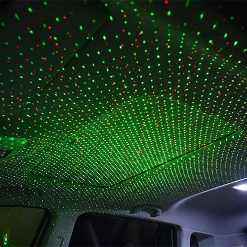 USB Car Led Atmosphere Lamp Roof Star Night Light Projector Adjustable Light Red and Green