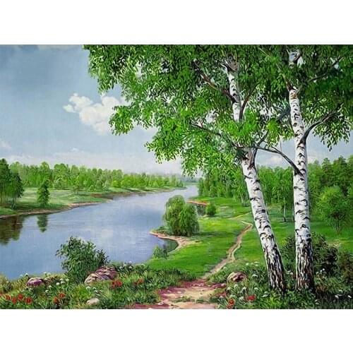 Landscape Tree DIY Cross Stitch Embroidery 11CT Kits Craft Needlework Set Cotton Thread Printed Canvas Home Decoration Sell