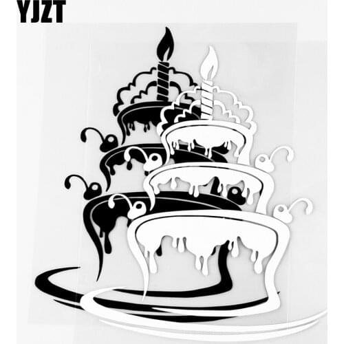 YJZT 12.9×15.5CM Delicious Cake Vinyl Decals Beautiful Car Stickers Creative Body Styling Black/Silver 20B-0116