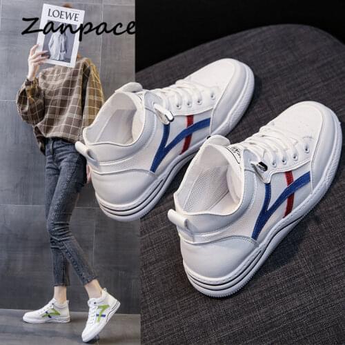 High-top White Sneakers 2021 New Summer Mesh Hollow Womens Shoes Breathable Lace-up Adult Short Boots Women Zapatos De Mujer