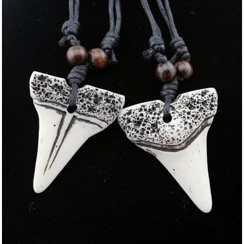 1PC Mens Bohemia Tooth Pendant Leather Beaded Weaved Necklace Christmas Gift Jewelry statement necklace initial necklace