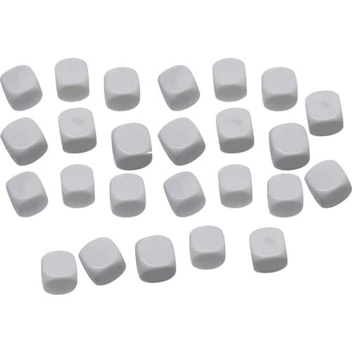 20PCS 16mm 20mm Blank Dice White Acrylic Cube D6 Board Game Kids DIY Write Painting Graffiti Family Games Fun and Teaching Dice