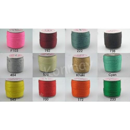 40 Colors Choices--2.0mm Satin Silk Bugtail/rattail Macrame Beading Cord Chinese Knot Nylon Braided Cord(50yds/roll)--SNC20