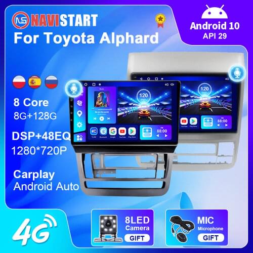 Android 10 Car Multimedia For Toyota Alphard 2002-2011 GPS Navigation DSP Carplay 4G WIFI With Camera 2 Din Radio Player No DVD