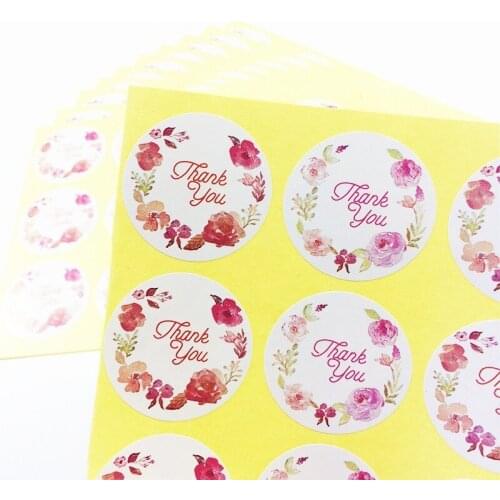 Free shipping 1200pcs Rose garland Wreath Thank You color White Cake Packaging Baking DIY Gift Scrapbooking Stickers