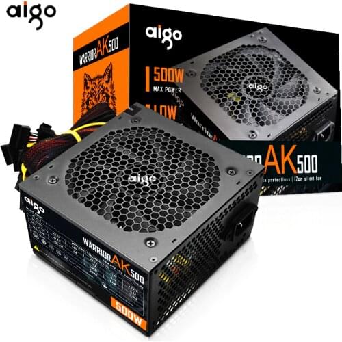 Aigo ak500 PFC max 500 W Watt PC Power Supply unit Gaming Quiet 120mm Fan 24pin 12V ATX PSU Desktop computer Power Supply for pc