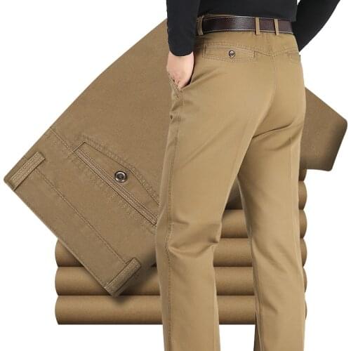 New Design Autumn Casual Men Pants Cotton Loose Male Pant High Waist Straight Trousers Fashion Business Pants Men Plus Size 42