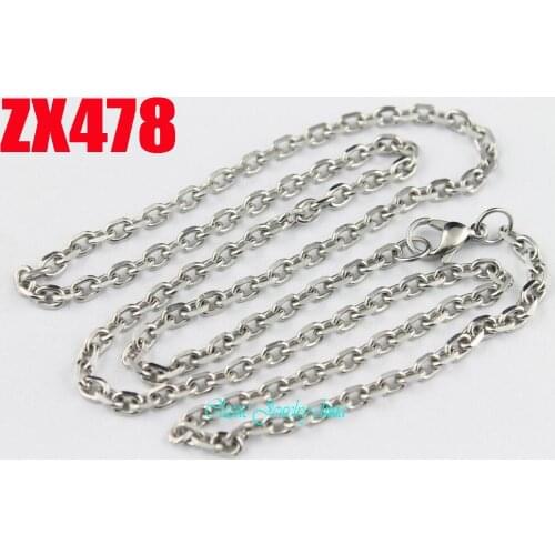 3.5mm Elliptic stainless steel necklace four surface grinding chain fashion jewelry parts chains 20pcs ZX478