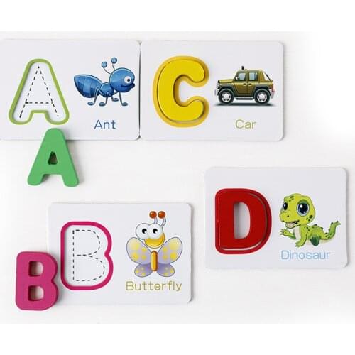 Wood 26 ABC Alphabet Letters Learning Cognition Toy For Baby Early Learning