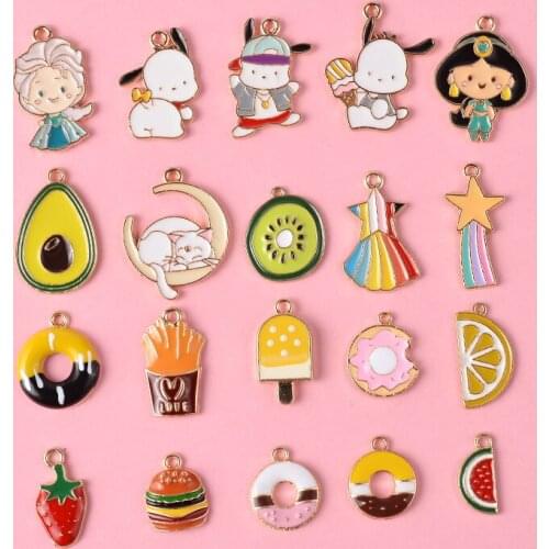 Diy Cartoon Pendant Animation Fruit Donut Alloy Keychain Accessories Children Christmas Gift Jewelry Production Wholesale