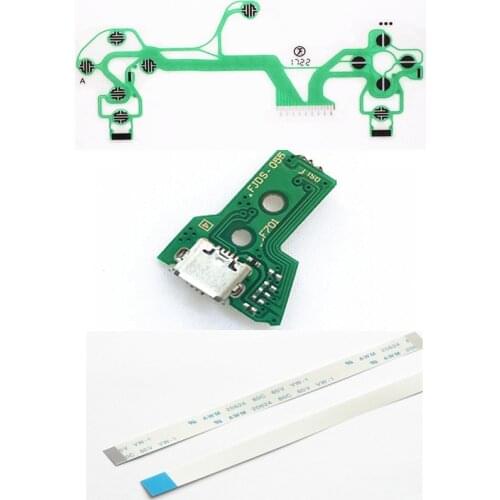 Ribbon Circuit Flex Cable Conductive Film + USB Socket Charger Board + 12 pin Flex ribbon cable For PS4 Pro 5.0 JDS 055 JDM 050