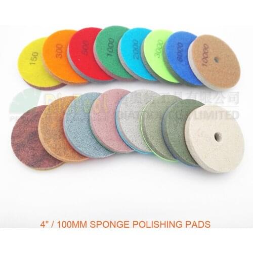 SHDIATOOL 10pcs/pk 4inch Sponge Polishing Pads Stone Sanding Disc For Soft Stone Marble Artificial Stone Terrazzo Diameter 100mm