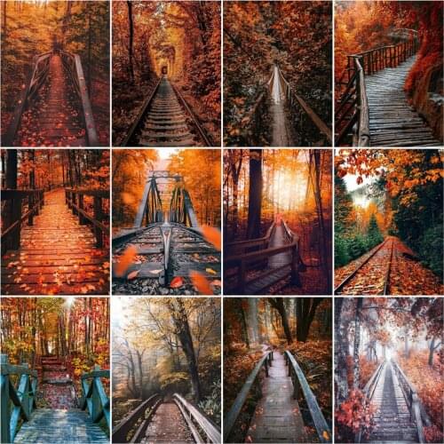 HUACAN Pictures By Numbers Forest Scenery Frame Painting By Numbers Tree Landscape On Canvas DIY Home Decoration DIY Gift