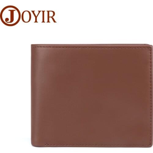 JOYIR Genuine Leather Men Wallets Business Leather RFID Wallet Card Holder Men Zipper Coin Purse Credit Card Holder Wallet Men