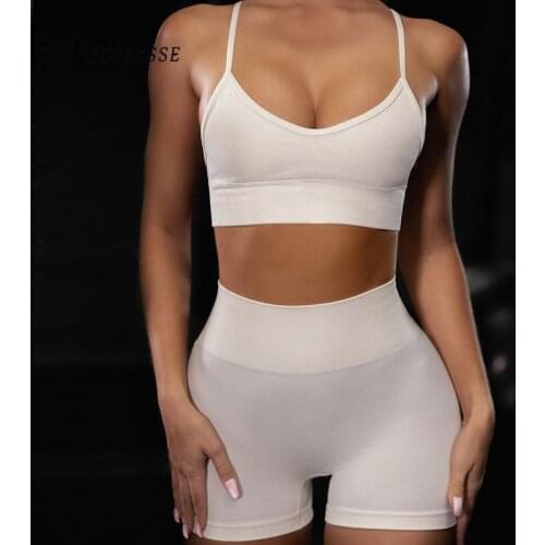 2 Piece Set Workout Clothes for Women Sports Bra Short Leggings Set Sports Wear for Women Gym Clothing Athletic Yoga Set