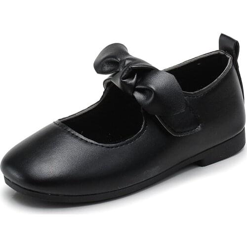 2020 Girls Princess Leather Shoes For Black Spring Kids Dress Shoes School Flat Shoes Breathable Children Student Party Dancing