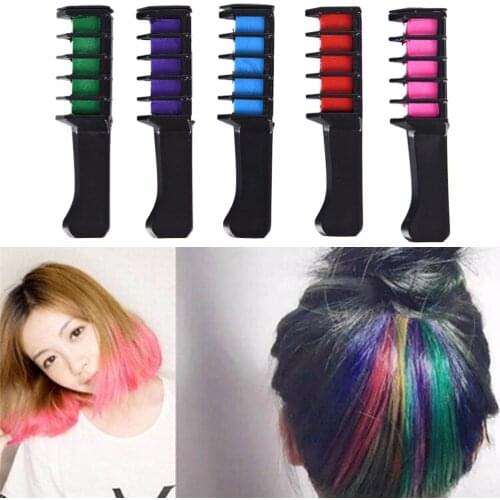 Hair Dye Brush Hair Care Temporary Hair Dye Combs Semi Permanent Hair Multicolor Chalk Powder With Comb 5 Colors