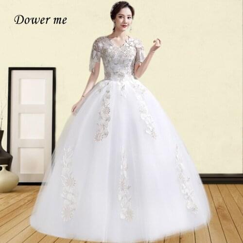 Appliques Lace Wedding Dress Long GR750 Embroidry Elgant Wedding Dresses 2020 Plus Size Wedding Gowns V-neck Vestido De Noiva