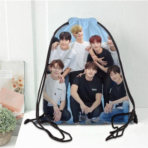 Custom SEVENTEEN Printing Drawstring Backpack Shoe bag Travel Beach School Multi-function Satin Drawstring Bags
