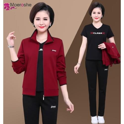 Fashion Tracksuit 3 Piece Set Autumn Pullover Inside Spring Coat Long Pants Sports Suit Sweatshirt Sportswear Suit For Woman