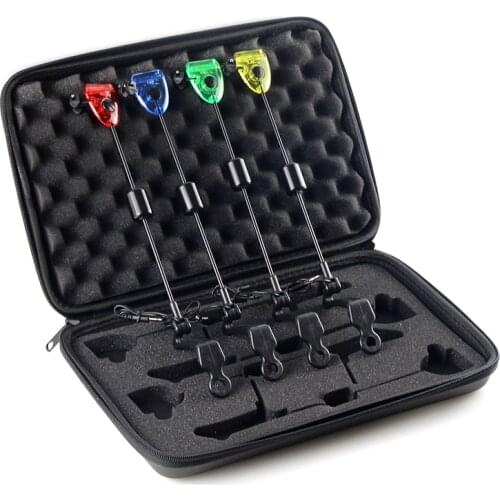 Fishing Swingers Set Fishing Bite Indicator LED Illuminated Fishing Tackle in Zipped Case Outdoor Swing Signal Receiver