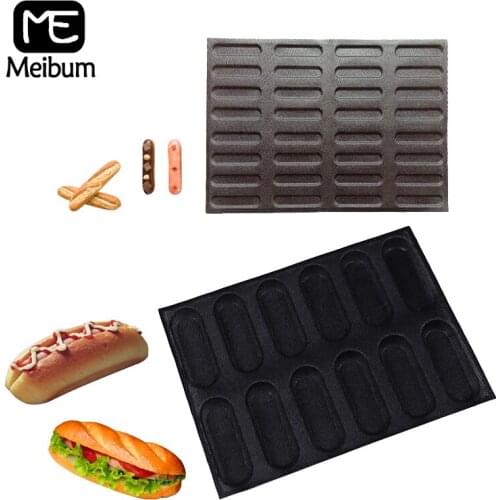 Meibum Eclair Baguette Baking Mold Set Silicone Bread Mould Pastry Tools Non Stick Glass Fiber Bakeware Hot Dog Bun Form