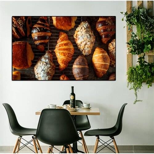 Canvas Poster Nordic Food Bread Painting Modern Poster Print Wall Art Pictrue for Kitchen Cafe Restaurant Decoration Frameless