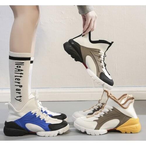 New Womens Color Matching and Printing High Platform Platform Shoes Casual Sneakers Women