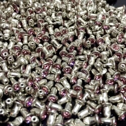New Coming DIY100PCS 4mm CZ+++Hardware Light Rose Pink Crystal Rivets Leather Craft Punk Studs Fit DIY Hand Making Shipping Free