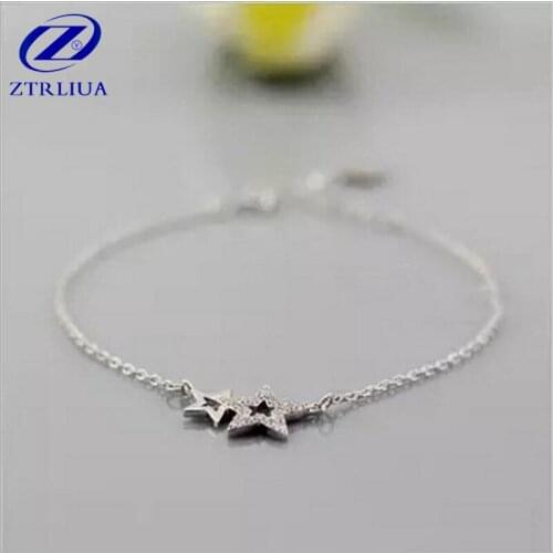 New Arrival High-quality 925 Sterling Silver Jewelry Fashion Micro-mosaic Crystal Pentagonal Star Female Bracelets SB51