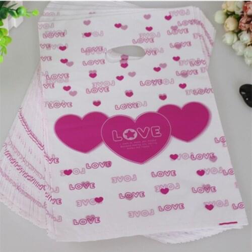 New Design Wholesale 100pcs/lot 25*35cm Love Heart Plastic T Shirt Packaging Bags Sexy Underwear Packaging Bags