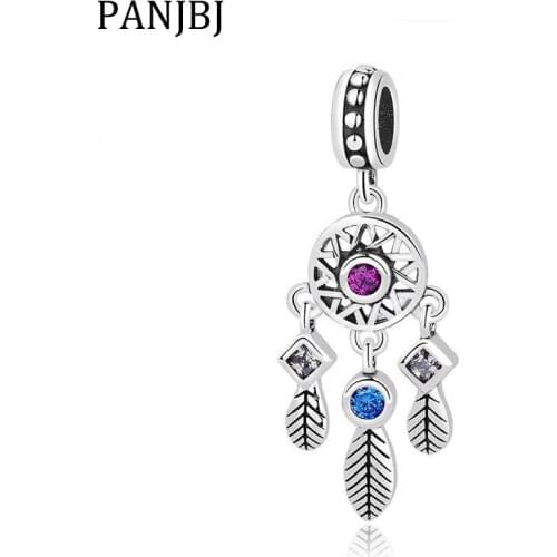 New Original 925 Sterling Silver Bead Multi Color CZ Dream Catcher Dangle Charm Fit Pandora Bracelet Necklace DIY Women Jewelry
