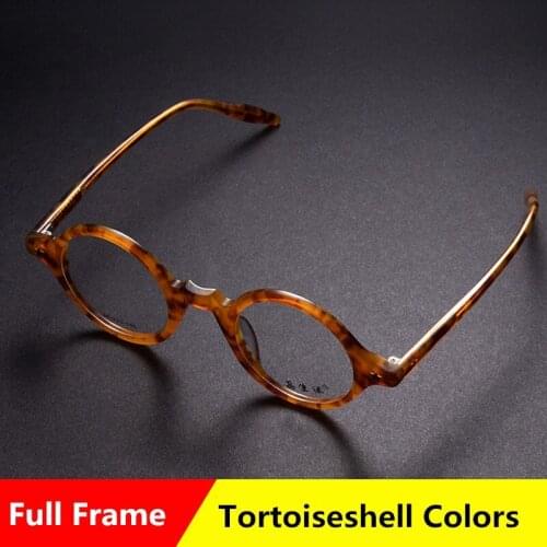6 Sizes Mens Retro Small Round Glasses Frame High Quality Retro Acetate Optical Glasses Transparent Lens Reading Glasses Ladies