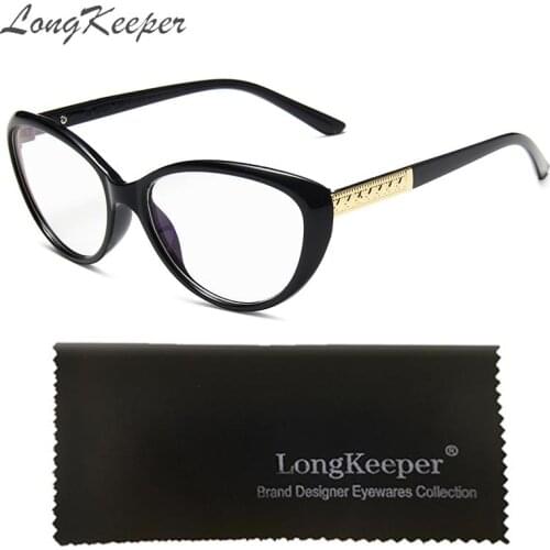 LongKeeper Vintage Cat Eye Optical Glasses Frame Women Eyeglasses Computer Glasses for Men Women Eyewear UV400