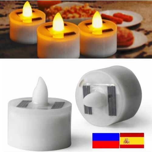 Wholesale Solar Candle Light Flickering LED Tea Light Flameless Romance Night Light Indoor Outdoor Party Wedding Lighting Decors