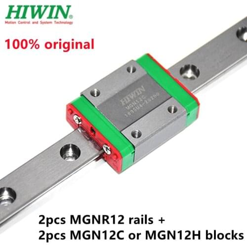 2pcs Original Hiwin rail MGNR12 -L 200mm /300mm /330mm/ 400mm / 500mm / 550mm + 2pcs MGN12H / MGN12C blocks