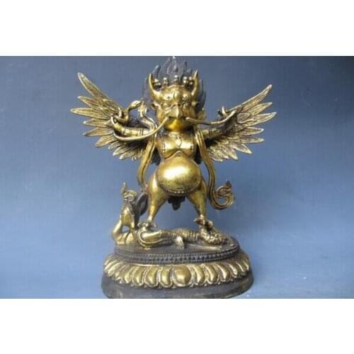 Song voge gem S1249 Tibet Folk classical Old Bronze Gild Buddhism Garuda Bird God Statue