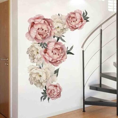 Peony Rose Flowers Wall Sticker Art Nursery Decals Kid Room Home Decor Gift Home Decoration Wallpaper Wall Paste Home Decor Gift