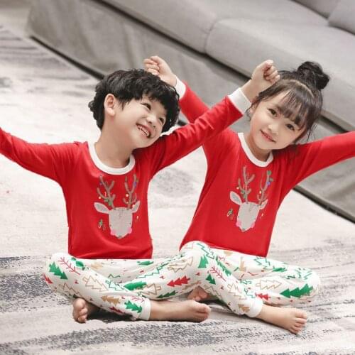 Boys Girls Pajamas Christmas Full Sleeve Sleepwear Childrens Clothing Cotton Pyjamas Sets For Kids 2-13Years Pajamas Nightwear