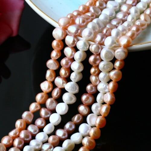 Freshwater pearl white/pink/purple baroque 7-9mm 14" FPPJ wholesale beads nature loose beads for DIY jewelry