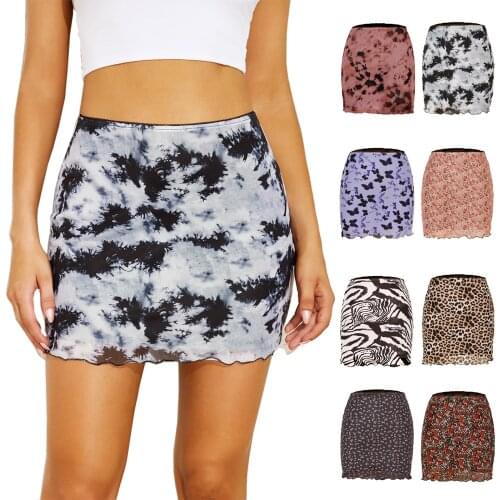 Summer Print Y2K Straight Skirts Women Harajuku Summer Skinny Mini Brown Skirt Aesthetic 2000s Short Sexy Skirt Cute Mini Skirt