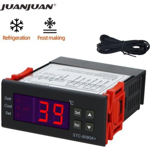 STC-8080A Temperature Control Regulator 12V 24V 220V Cold Storage Freezer Controller Refrigeration Frost Alarm Dual Sensor 30%of