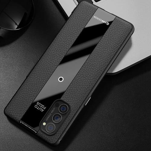 Reno 4 5G Luxury Litchi Veins Silicone Phone Case For OPPO Reno 4 Pro 5G Ultra-thin Painting TPU Cover Coque For Reno 5 Pro 5G